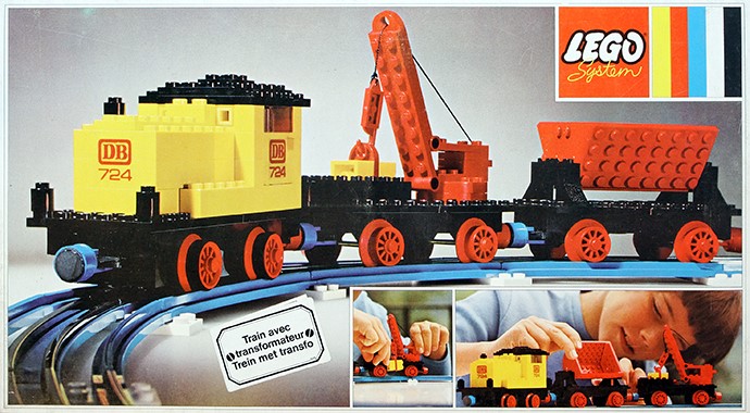 LEGO 724 - 12v Diesel Locomotive with Crane Wagon and Tipper Wagon