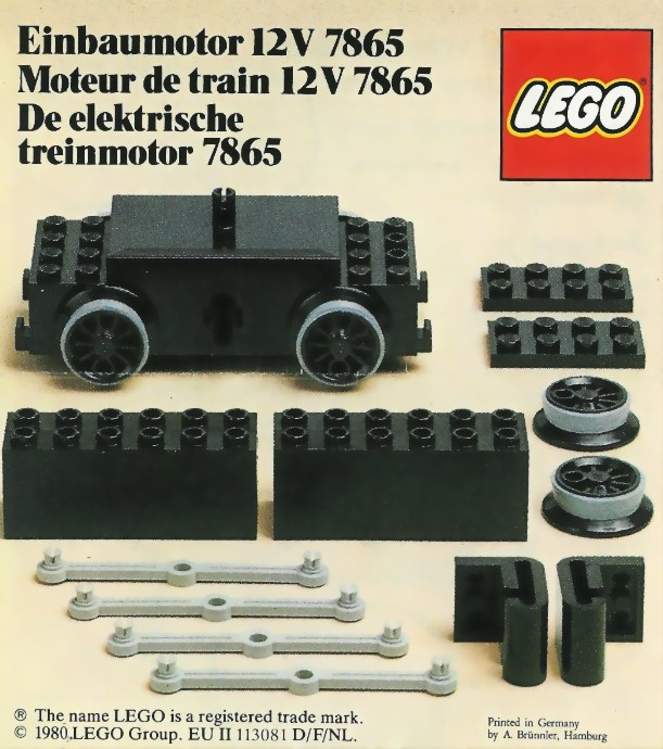LEGO 7865 Motor Replacement Unit for Battery or Motor-Less Trains 12 V
