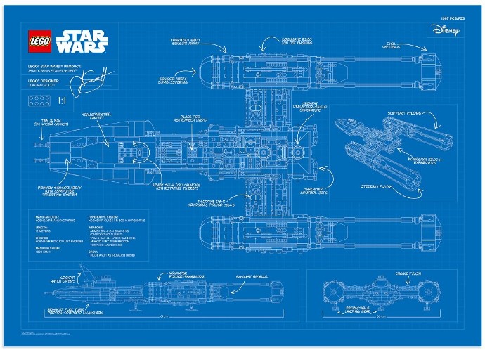 LEGO 5005624 - Y-Wing blueprint poster